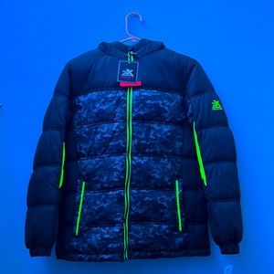 Zeroxposur, L 14/16 neon and black winter jacket.